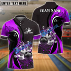 BlueJose Bowling And Pins Golden Splash Customized Name, Team Name 3D Shirt (4 Colors)