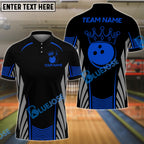 BlueJose Bowling And Pins Golden Crown Design Customized Name, Team Name 3D Shirt (4 Colors)