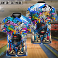 BlueJose Bowling And Pins Graffiti Art Cool Ball Customized Name, Team Name 3D Shirt (4 Colors)