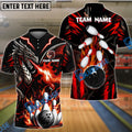 BlueJose Bowling And Pins Dragon Fire Strike Customized Name, Team Name 3D Shirt (4 Colors)