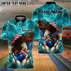 BlueJose Bowling And Pins Patriot Eagle Flag Thunderstorm Customized Name, Team Name 3D Shirt (4 Colors)