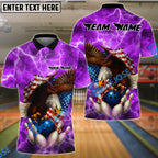 BlueJose Bowling And Pins Patriot Eagle Flag Thunderstorm Customized Name, Team Name 3D Shirt (4 Colors)
