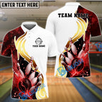 BlueJose Bowling And Pins White Golden Lightning Customized Name, Team Name 3D Shirt (4 Colors)