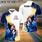 BlueJose Bowling And Pins White Golden Lightning Customized Name, Team Name 3D Shirt (4 Colors)