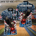 BlueJose Bowling And Pins Eagles Army Flag Camo Multicolor Customized Name 3D Shirt (4 Colors)