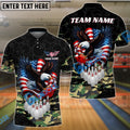 BlueJose Bowling Eagle American Flag Camo Customized Name, Team Name 3D Shirt (4 Colors)