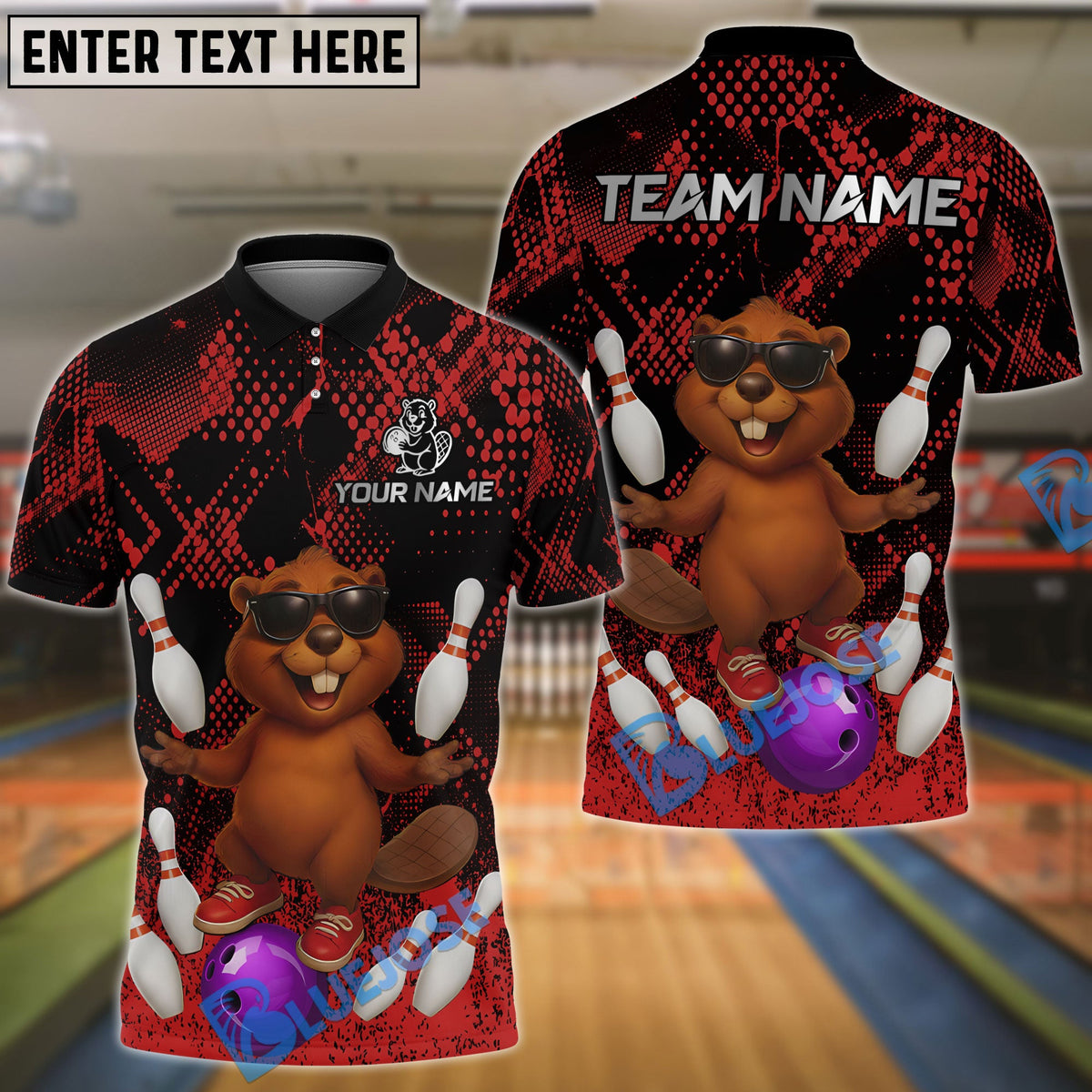 BlueJose Bowling And Pins Funny Happy Beaver Customized Name, Team Name 3D Shirt (4 Colors)