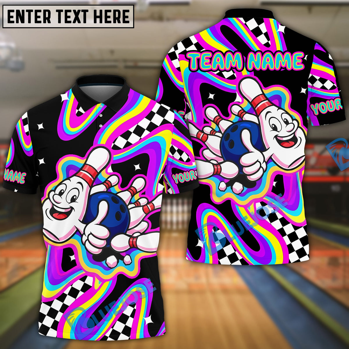 BlueJose Bowling And Pins Happy Buddy Customized Name, Team Name 3D Shirt