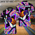 BlueJose Bowling And Pins Psychedelic Fireball Customized Name, Team Name 3D Shirt
