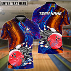 BlueJose Bowling And Pins Galaxy Flame Customized Name, Team Name 3D Shirt (4 Colors)