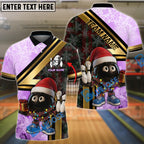 BlueJose Bowling And Pins Happy Ball Caro Snowflake Pattern Customized Name, Team Name 3D Shirt (4 Colors)
