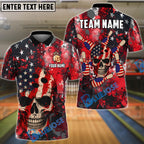 BlueJose Bowling American Flag Skull Blood Dust Personalized Name, Team Name 3D Shirt