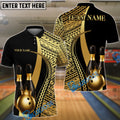 BlueJose Bowling & Pins Tribal Crown Pattern Customized Name, Team Name 3D Shirt (6 Colors)
