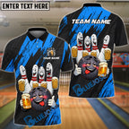 BlueJose Bowling & Pins Funny Beer Drunk Gang Customized Name, Team Name 3D Shirt (6 Colors)
