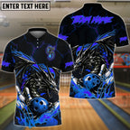 BlueJose Bowling & Pins Flame Aura Dragon Customized Name, Team Name 3D Shirt (4 Colors)