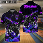 BlueJose Bowling & Pins Flame Aura Dragon Customized Name, Team Name 3D Shirt (4 Colors)