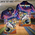 BlueJose Bowling And Pins Funny Cute Unicorn Strike Customized Name, Team Name 3D Shirt