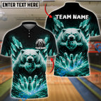 BlueJose Bowling And Pins Ice Polar Bear Customized Name, Team Name 3D Shirt (4 Colors)