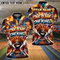BlueJose Bowling And Pins Funny Character One Lane One King Customized Name, Team Name 3D Shirt