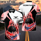 BlueJose Bowling And Pins Flaming Ball Swirl Customized Name, Team Name 3D Shirt (6 Colors)