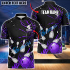 BlueJose Bowling And Pins Break Glass Pattern Customized Name 3D Shirt (5 Colors)