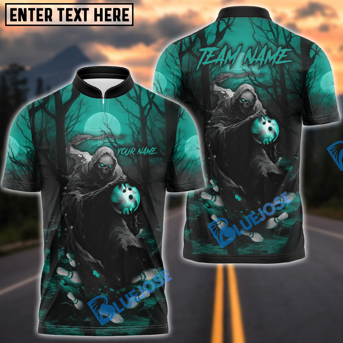 BlueJose Bowling And Pins Moon Night Reaper Customized Name 3D Shirt (4 Colors)