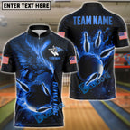 BlueJose Bowling And Pins Flame Phoenix American Flag Customized Name 3D Shirt (4 Colors)