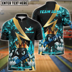 BlueJose Bowling And Pins Royal Flames Customized Name, Team Name 3D Shirt (4 Colors)