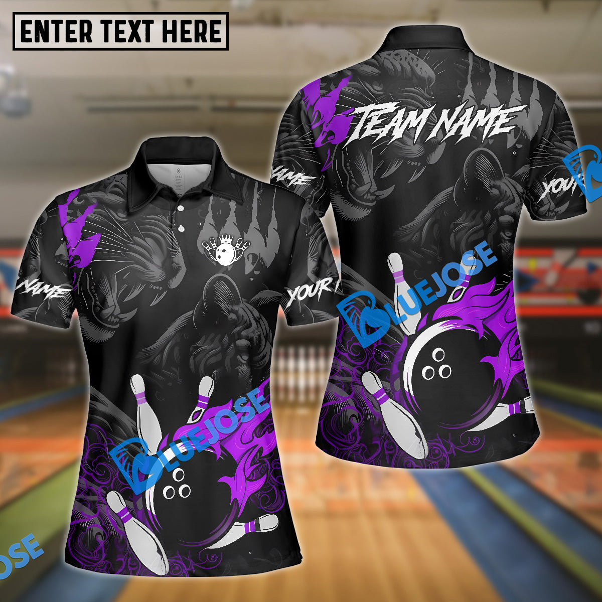 BlueJose Bowling & Pins Leopard Fireball Strike Power Art Customized Name, Team Name 3D Shirt (4 Colors)