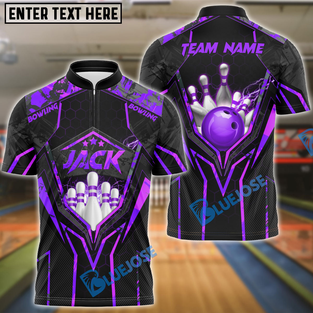 BlueJose Bowling And Pins Abstract Grunge Texture Multicolor Personalized Name, Team Name 3D Shirt