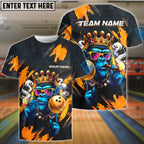 BlueJose Bowling And Pins King Gorilla Customized Name, Team Name 3D Shirt (4 Colors)