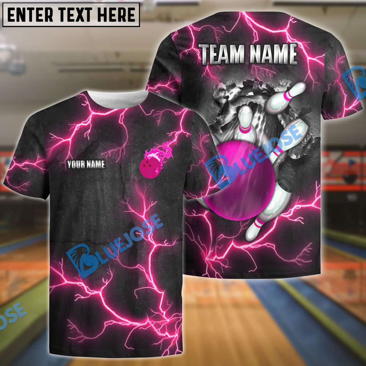 BlueJose Bowling And Pins The Power Of The God Of Thunder Customized Name 3D Shirt (4 Colors)