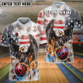 BlueJose Custom Vintage US Flag Eagle Patriotic Bowling Personalized Shirt