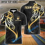 BlueJose Bowling And Pins Sport Golden Tribal Crown Customized Name, Team Name 3D Shirt (4 Colors)