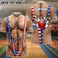 BlueJose Bowling American Flag Mankini Strike Customized Name, Team Name 3D Shirt