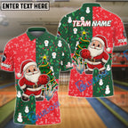 BlueJose Bowling Ball & Pins Merry Christmas Santa Multicolor Option Customized Name 3D Shirt (3 Colors)