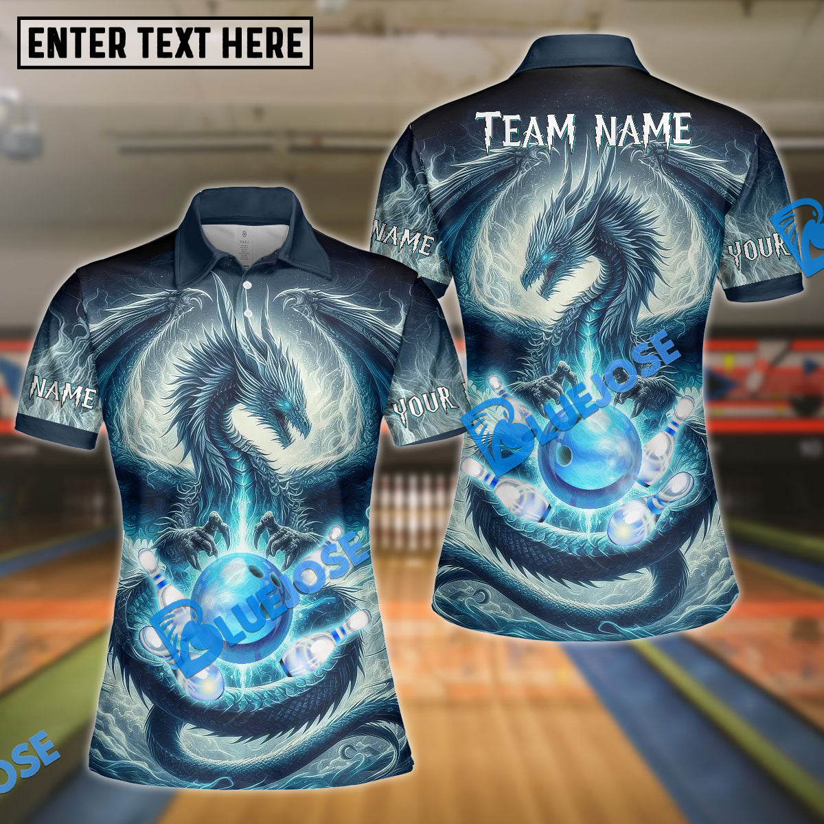 BlueJose The Dragon and Bowling Pins Personalized Name, Team Name 3D Shirt