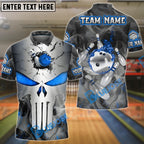 BlueJose Bowling And Pins Punisher Skull Metal Smoke Customized Name, Team Name 3D Shirt (4 Colors)