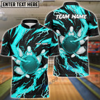 BlueJose Bowling And Pins Super Thunder Aura Customized Name 3D Shirt (4 Colors)