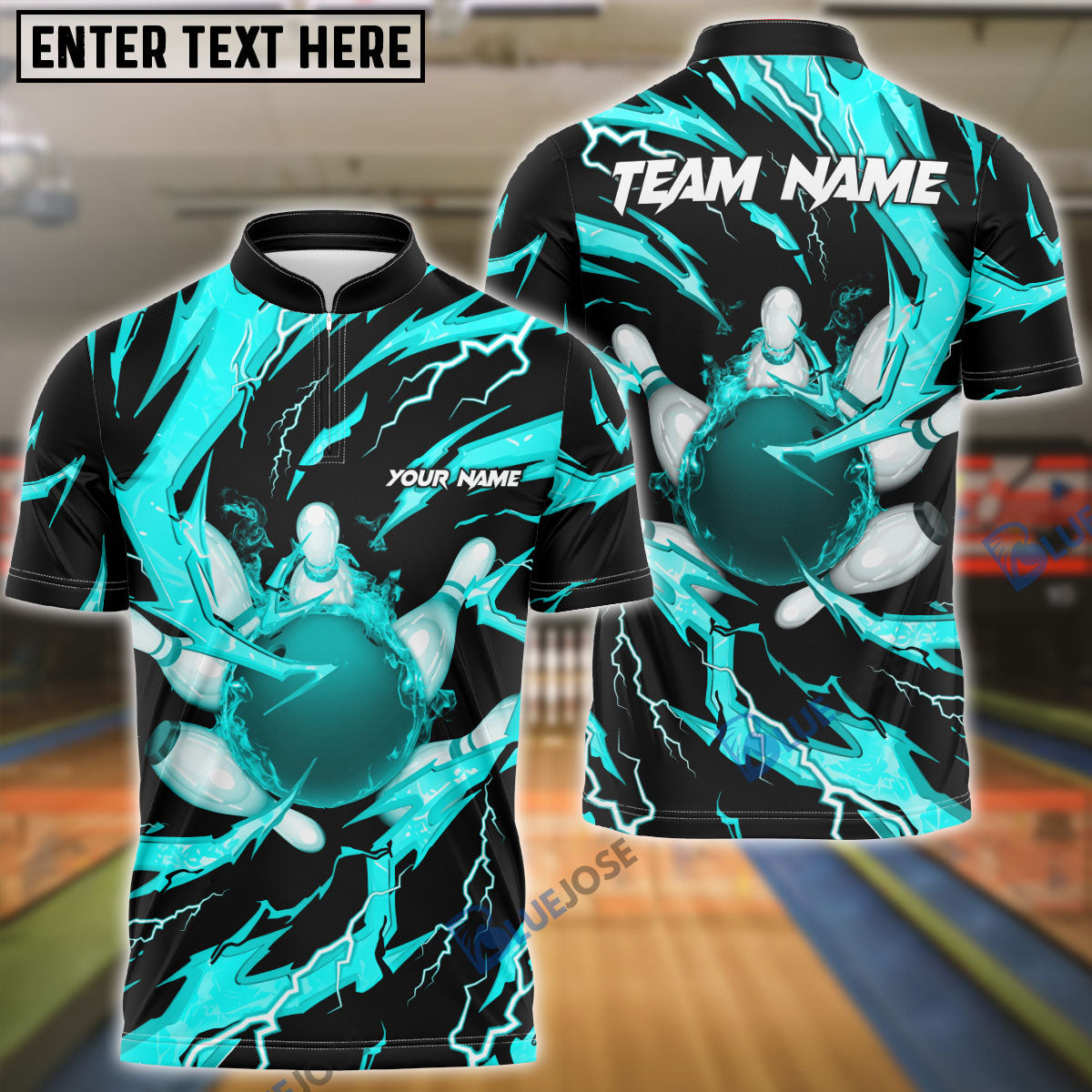 BlueJose Bowling And Pins Super Thunder Aura Customized Name 3D Shirt (4 Colors)