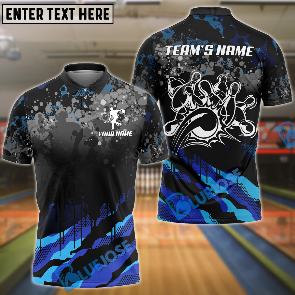BlueJose Camo Bowling Premium Multicolor Customized Name 3D Shirt (5 Colors)