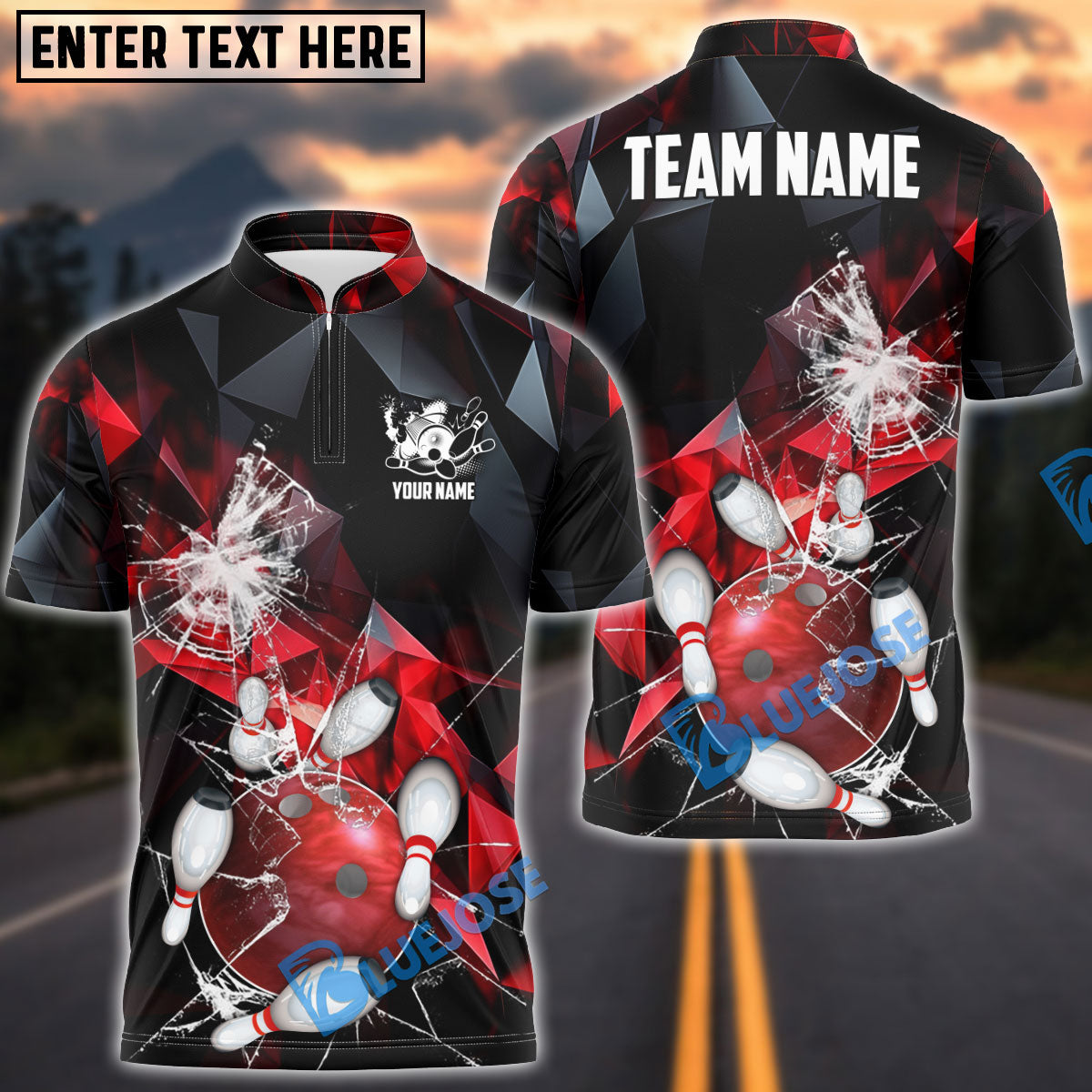 BlueJose Bowling And Pins Broken Glass Customized Name 3D Shirt (6 Colors)