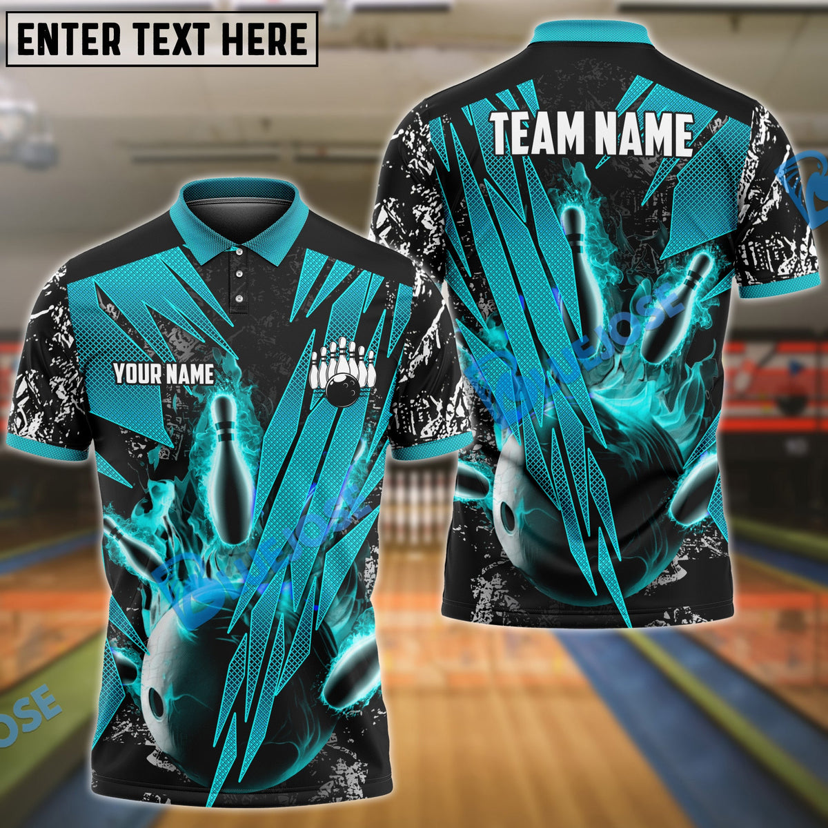 BlueJose Bowling Fireball Premium Personalized Shirt (4 Colors)