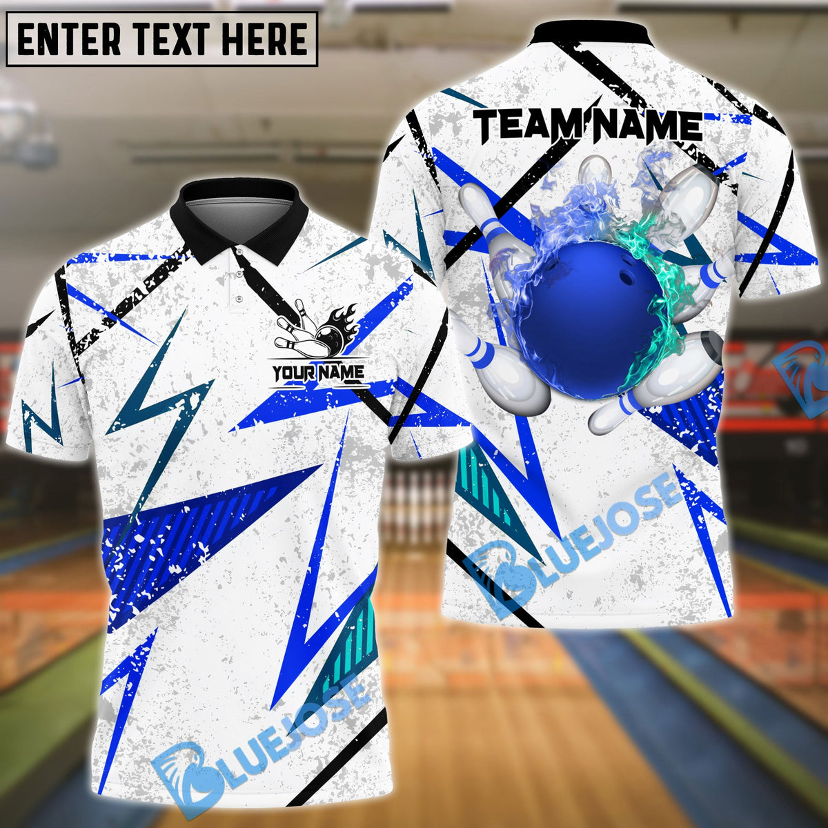BlueJose Bowling And Pins Lightning Fire Flame Customized Name 3D Shirt (4 Colors)
