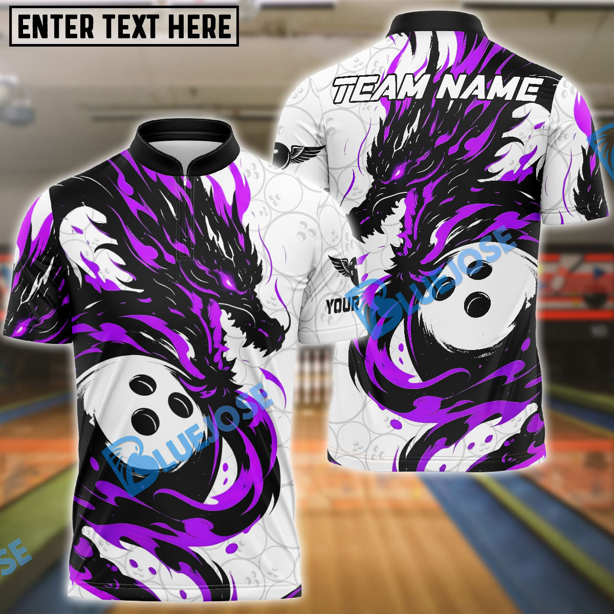 BlueJose Bowling And Pins Legendary Dragon Strike Customized Name, Team Name 3D Shirt (4 Colors)