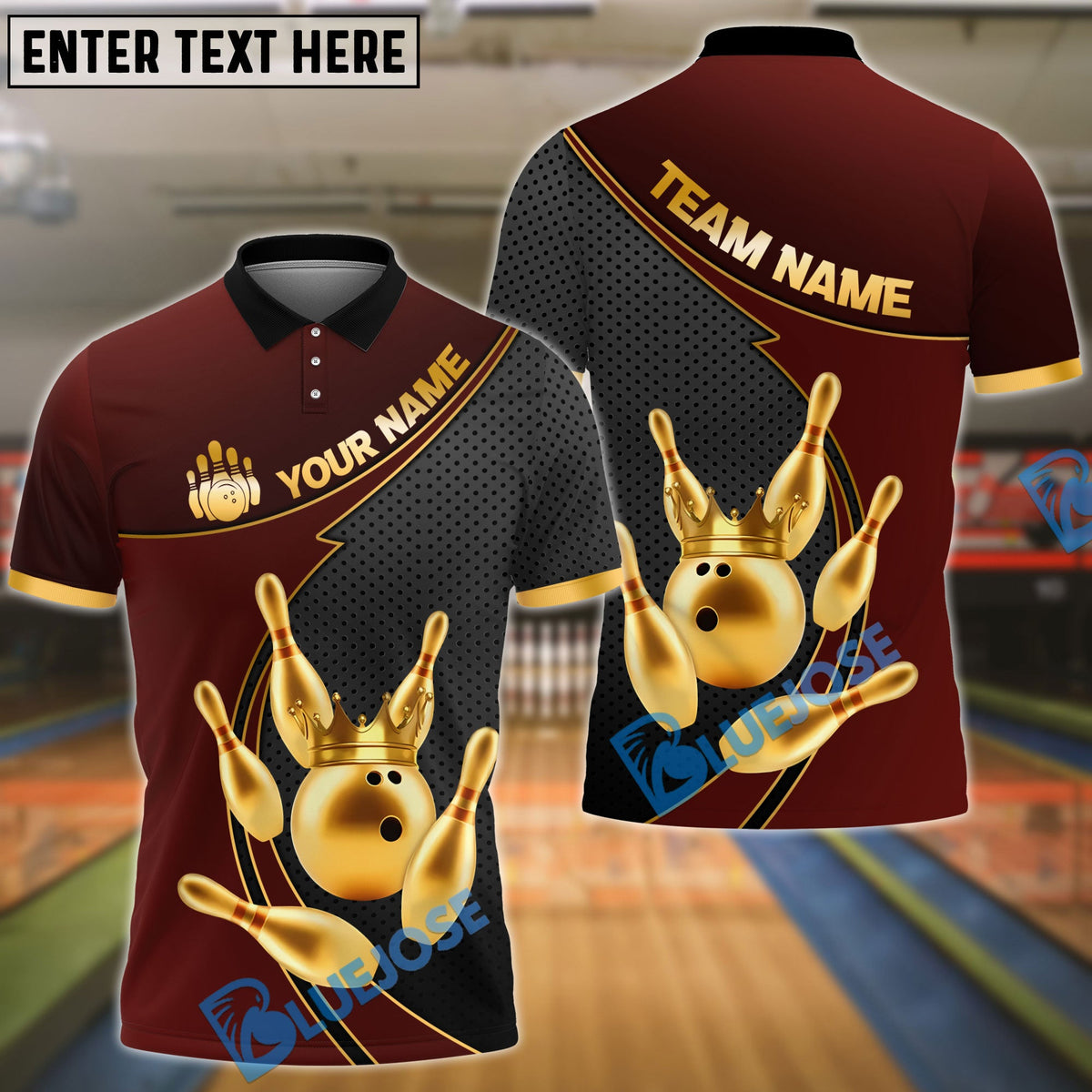 BlueJose Bowling And Pins Royal Crown Customized Name 3D Shirt (6 Colors)