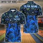 BlueJose Bowling And Pins Neon Angry Wolf Design Customized Name, Team Name 3D Shirt (4 Colors)