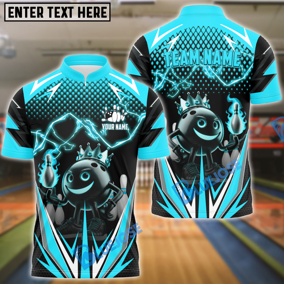 BlueJose Bowling And Pins Thunder Funny Bowling Ball Multicolor Options Personalized Shirt (4 Colors)