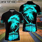 BlueJose Bowling Golden Eagle Black Background Customized Name, Team Name 3D Shirt (6 Colors)