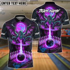 BlueJose Bowling And Pins Dragon Fire Customized Name, Team Name 3D Shirt (4 Colors)